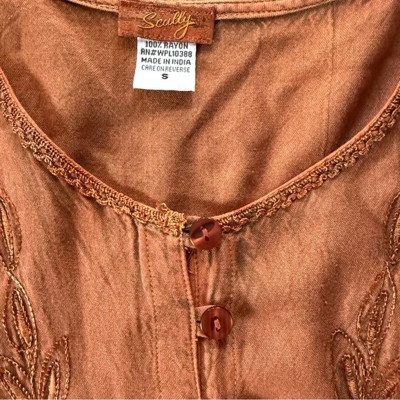SCULLY Honey Creek Embroidered Boho 3/4 Sleeve Blouse, Copper/Rust, Small - Picture 11 of 11